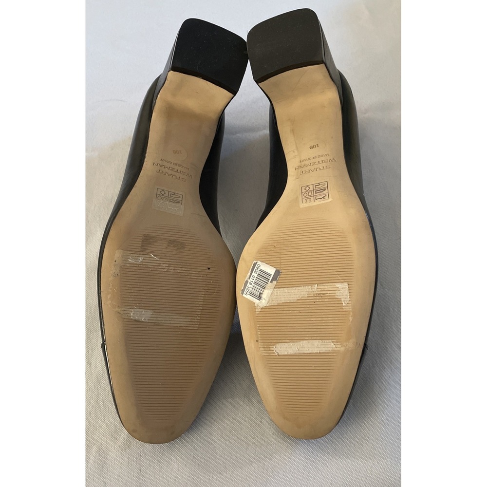 Stuart Weitzman Milla Smooth/Patent Leather Cap Toe Pump in Black Size 10 - Picture 7 of 7